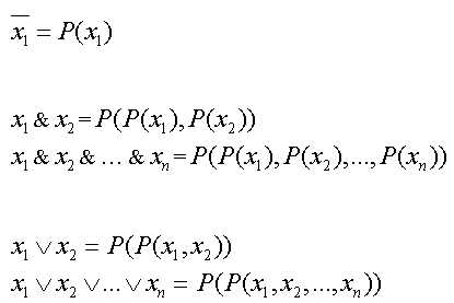 Как функции универсального логического базиса выражаются через функцию Пирса